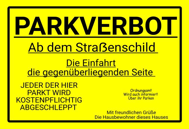 SCHILDER HIMMEL Parkverbot Schild – Anpassbar Mit Eigenem Text/Bild, Alu-Verbund, 21x15 Cm, Inkl. Schrauben
