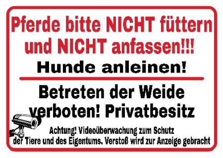 Pferde bitte NICHT f&uuml;ttern ... Hinweis Schild smart bunt kreativ schilder selbst gestalten