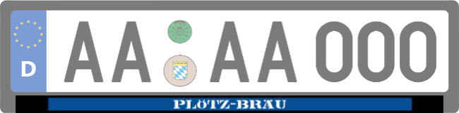 PL&Ouml;TZ-BR&Auml;U Kennzeichenhalter Schild kreativ informativ auffallend schilder selbst gestalten