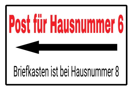 Post für Hausnummer 6 Wegweiser Schild kreativ informativ auffallend schilder selbst gestalten