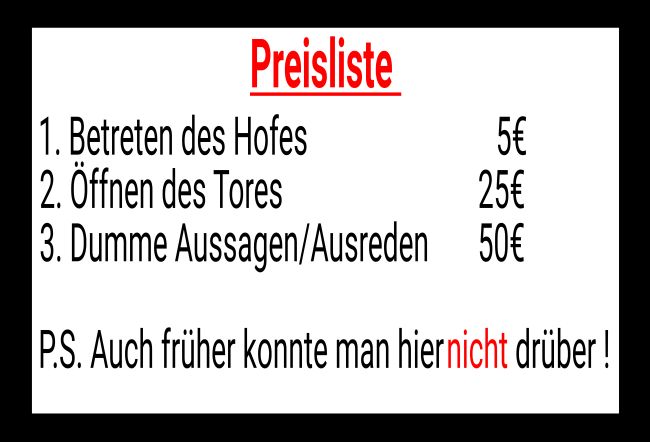 Preisliste Firma Schild informativ auffallend schilder selbst gestalten