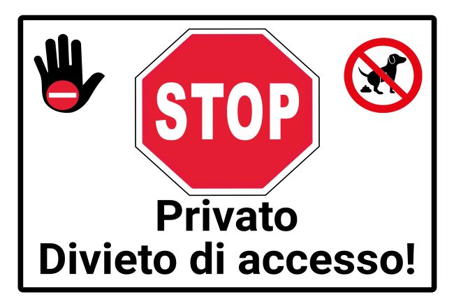 Privato STOP Warnung-Zutrittverboten Schild informativ auffallend schilder selbst gestalten