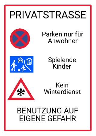 PRIVATSTRASSE Hinweis Schild smart schilder selbst gestalten