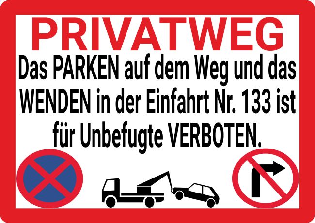 Privatweg Parken-Verkehr Schild spannend bunt kreativ schilder selbst gestalten