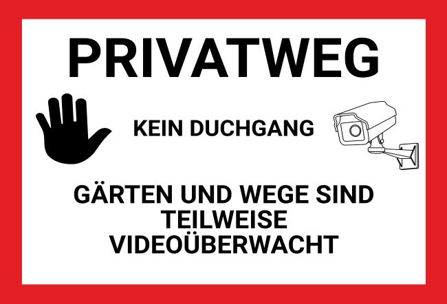 PRIVATWEG Warnung-Zutrittverboten Schild informativ auffallend schilder selbst gestalten