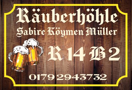 R&auml;uberh&ouml;hle Privat-Pakete Schild spannend bunt kreativ spritzig informativ auffallend schilder selbst gestalten