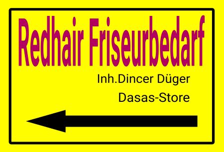 Redhair Friseurbedarf Firma Schild kreativ informativ auffallend schilder selbst gestalten