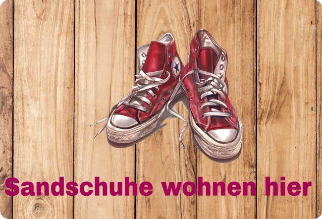 Sandschuhe wohnen hier Privat-Pakete Schild smart kreativ spritzig schilder selbst gestalten