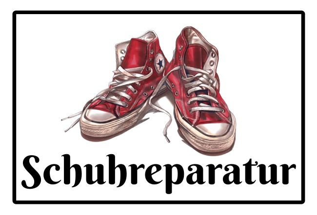 Schuhreparatur Firma Schild smart bunt informativ auffallend schilder selbst gestalten