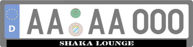 SHAKA LOUNGE Kennzeichenhalter Schild informativ auffallend schilder selbst gestalten