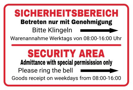 Sicherheitsbereich Betreten nur mit Genehmigung Hinweis Schild smart bunt kreativ schilder selbst gestalten