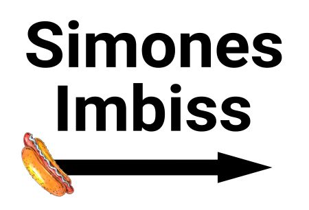 Simones Imbiss Wegweiser Schild smart kreativ informativ auffallend schilder selbst gestalten