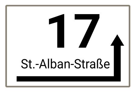 St.-Alban-Straße 17 Strassen-Hausnummern Schild spritzig informativ schilder selbst gestalten