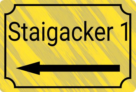 Staigacker 1 Strassen-Hausnummern Schild bunt kreativ informativ auffallend schilder selbst gestalten