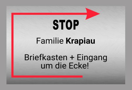 STOP Briefkasten + Eingang um die Ecke! Wegweiser Schild smart kreativ spritzig schilder selbst gestalten