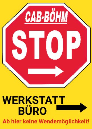 STOP - Werkstatt Büro Wegweiser Schild bunt kreativ informativ auffallend schilder selbst gestalten