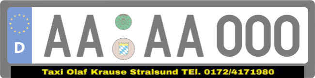 Taxi Olaf Krause Kennzeichenhalter Schild informativ auffallend schilder selbst gestalten