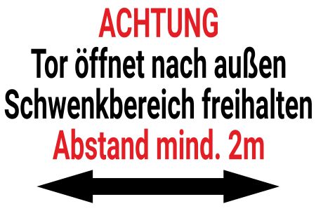 T&uuml;r &ouml;ffnet nach au&szlig;en Hinweis Schild informativ auffallend nachdr&uuml;cklich schilder selbst gestalten