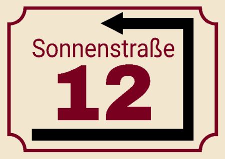 Um die Ecke - Sonnenstraße 12 Strassen-Hausnummern Schild schilder selbst gestalten