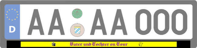 Vater und Tochter Tour Kennzeichenhalter Schild spannend kreativ informativ auffallend schilder selbst gestalten