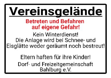 VEREINSGEL&Auml;NDE Hinweis Schild smart schilder selbst gestalten