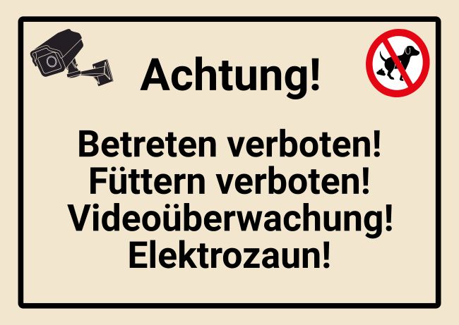 Vorischt Elektrozaun Warnung-Zutrittverboten Schild smart kreativ informativ auffallend schilder selbst gestalten