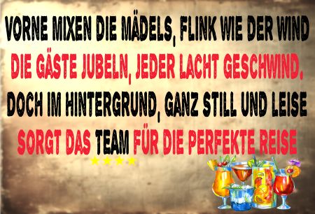 Vorne mixen die Mädels ... Sprüche Schild smart bunt kreativ spritzig schilder selbst gestalten