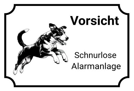 Vorsicht Schnurlose Alarmanlage Hunde Schild smart kreativ spritzig schilder selbst gestalten