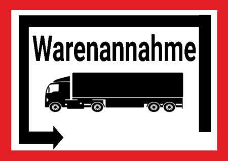 Wareannahme ums Geb&auml;uder herum Wegweiser Schild kreativ spritzig informativ schilder selbst gestalten
