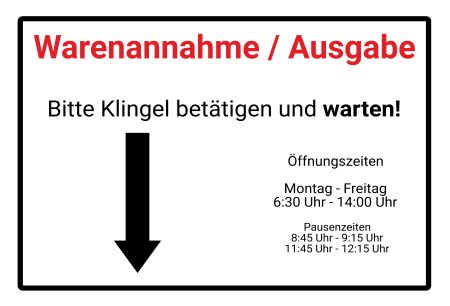 Warenannahme Wegweiser Schild informativ auffallend schilder selbst gestalten