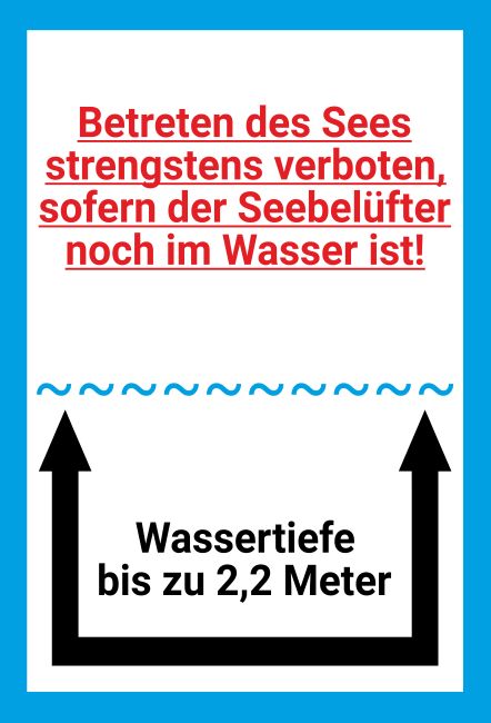 Wassertiefe 2 2 Meter Warnung-Zutrittverboten Schild informativ auffallend nachdrücklich schilder selbst gestalten