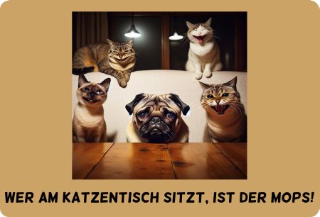 Wer ist der MOPS? Katzen Schild smart kreativ spritzig auffallend schilder selbst gestalten