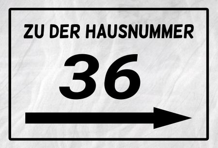 Zu der Hausnummer 36 Strassen-Hausnummern Schild smart bunt spritzig schilder selbst gestalten