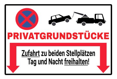 Zufahrt zu beiden Stellplätzen ... freihalten Hinweis Schild smart kreativ schilder selbst gestalten