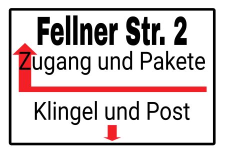 Zugang und Pakete Wegweiser Schild kreativ spritzig informativ auffallend schilder selbst gestalten