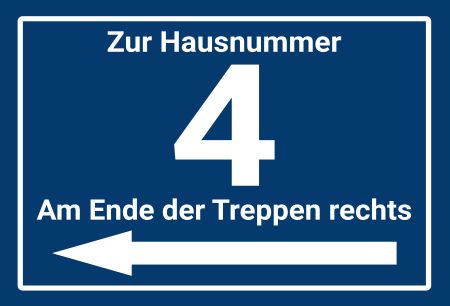 Zur Hausnummer 4 Links Strassen-Hausnummern Schild smart informativ auffallend schilder selbst gestalten