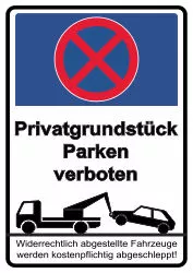 Privatgrundstück Parken verboten Schild