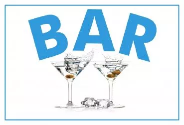 SCHILDER HIMMEL Bar mit Cocktailglaeser Schild