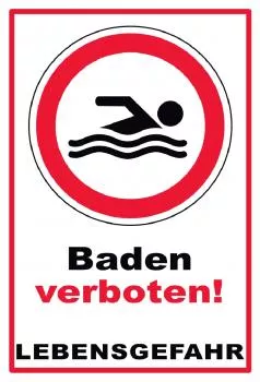 196 Baden verboten Lebensgefahr Schild Schild