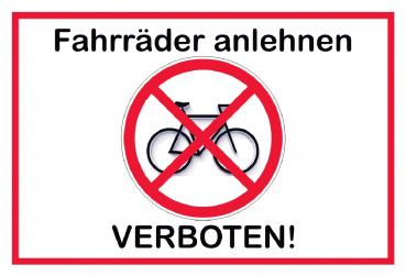 5336 Fahrräder anlehnen verboten 3 Schild Schild