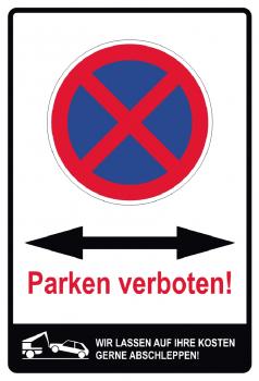 SCHILDER HIMMEL Parken verboten Pfeil Schild