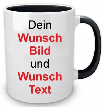 SCHILDER HIMMEL Foto Tasse mit Wunschtext und Wunschbild in Schwarz