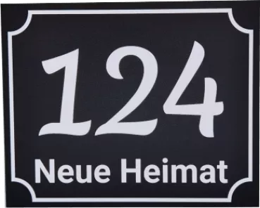 Hausnummernschild Schwarz / Weiß - 18 x 12cm