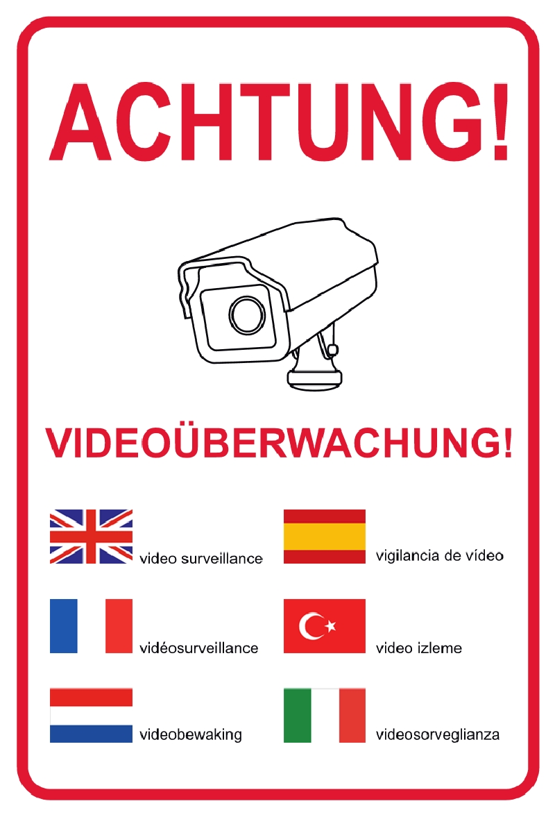 Schild Videoüberwachung mehrsprachig -  - Ihr Shop , 8,99  €