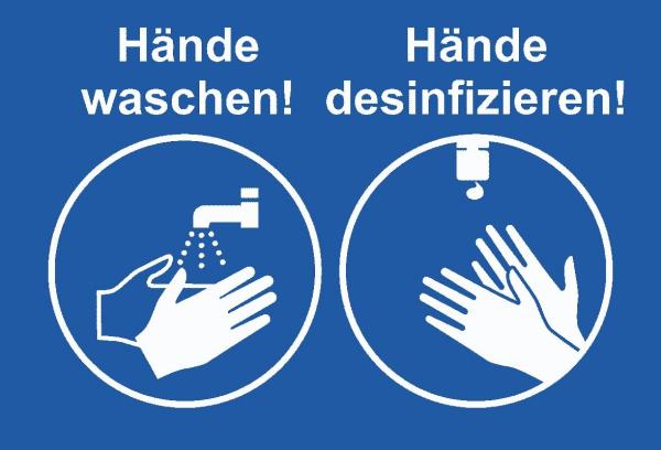 SCHILDER HIMMEL Hände waschen desinfizieren Schild
