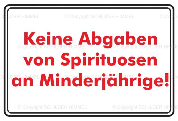 1541 Keine Spirituosen an Minderjährige Schild Schild