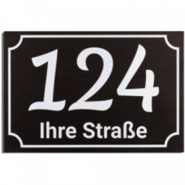 Hausnummernschild Schwarz / Weiß - 18 x 12cm