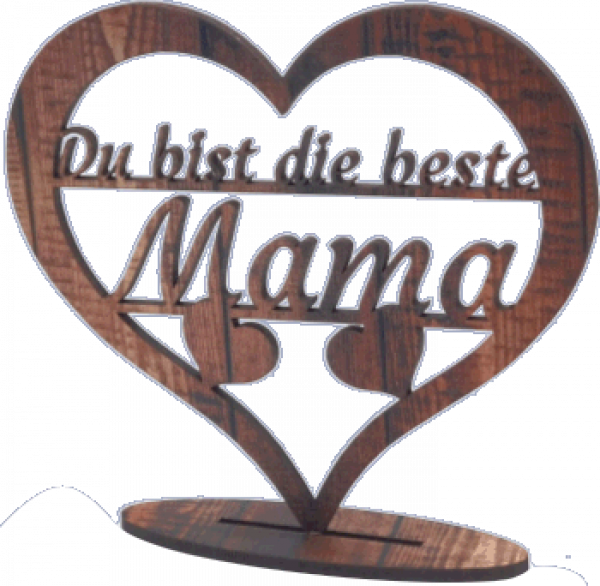 Muttertags Geschenk "Beste Mama" aus Holz in Herzform - Kopie